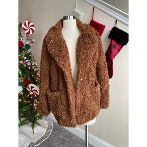 Divided brown teddy coat, size M